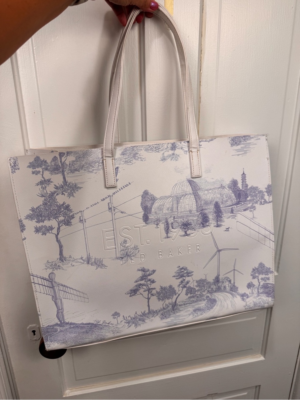 Ted Baker White Tote with Lavender Scenic Print